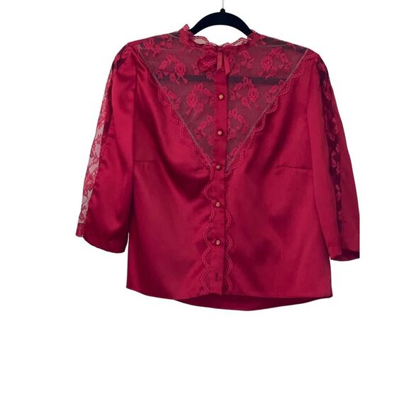 Handmade Lace Blouse Womens Med Y2K Vixen Coquette Whimsygoth Western Indie Boho - Picture 1 of 7